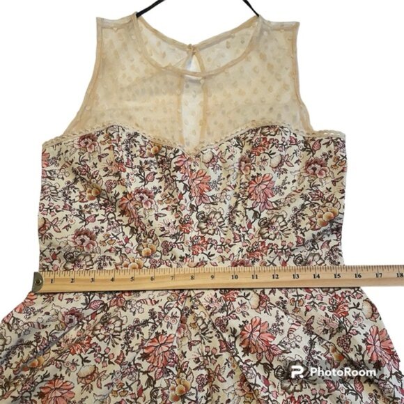 Atmosphere Delicate Floral Midi Dress Sweetheart Mesh Dot Illusion Neckline - Picture 8 of 13